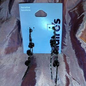 Claire's Black Floral Dangle Earrings Sensitive Solutions Collection
